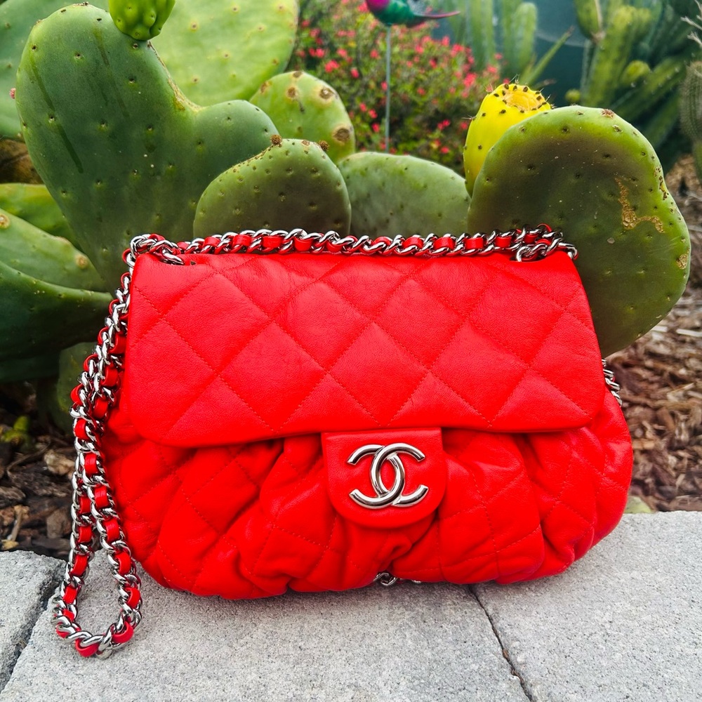 Chanel Red Chain Around Flap Bag